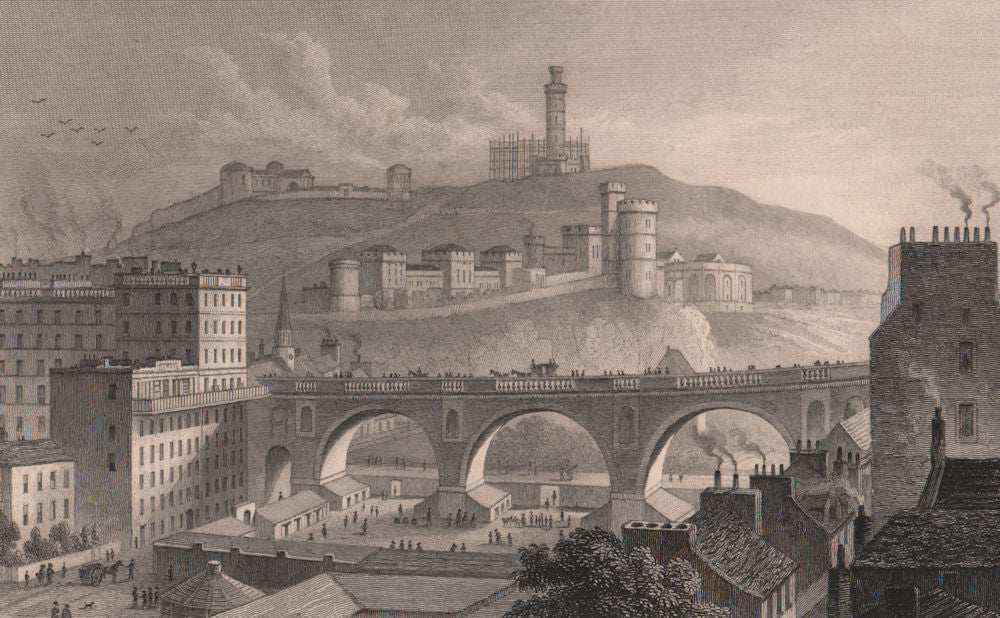 EDINBURGH. North Bridge & Calton Hill from the Bank of Scotland. SHEPHERD 1833